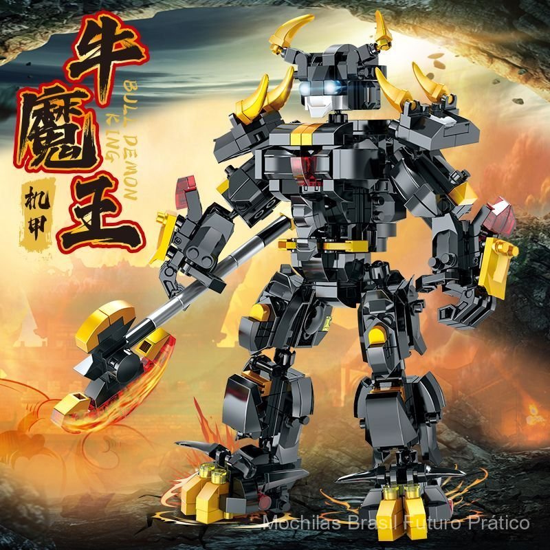Os blocos de montar Niu Mowang mecha são compatíveis com a série Lego Goku Little Hero, um brinquedo educativo de grande