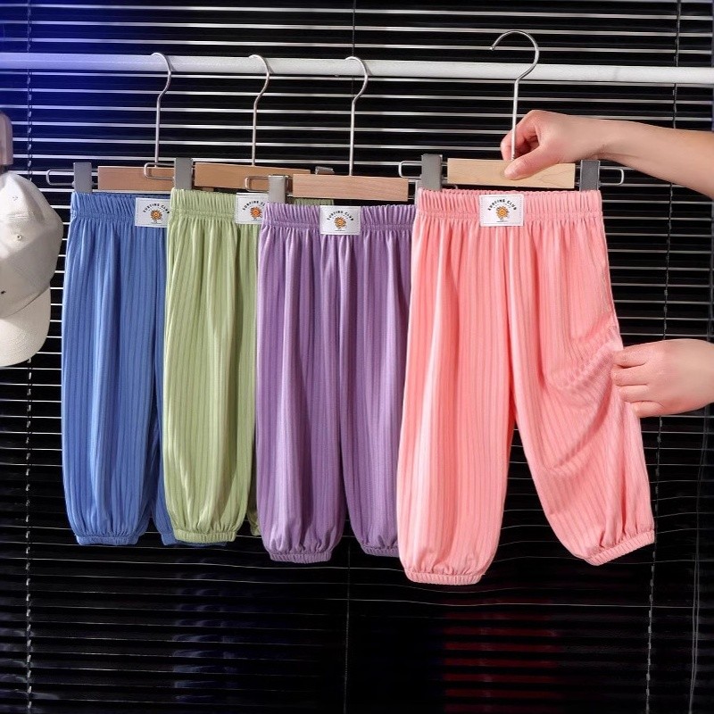 Calças Anti-Mosquito para meninos e meninas, estilo fino, seda gelada, respirável, médio, pequeno, crianças, agitando, L