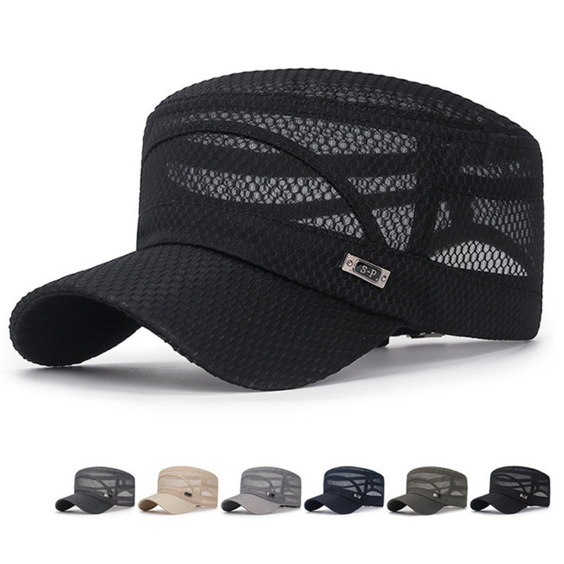 Boné Unissex de Topo Reto, Cor Sólida, Estilo Vintage Militar, Boné Ajustável para Escola Militar, Boné de Patrulha S1UK