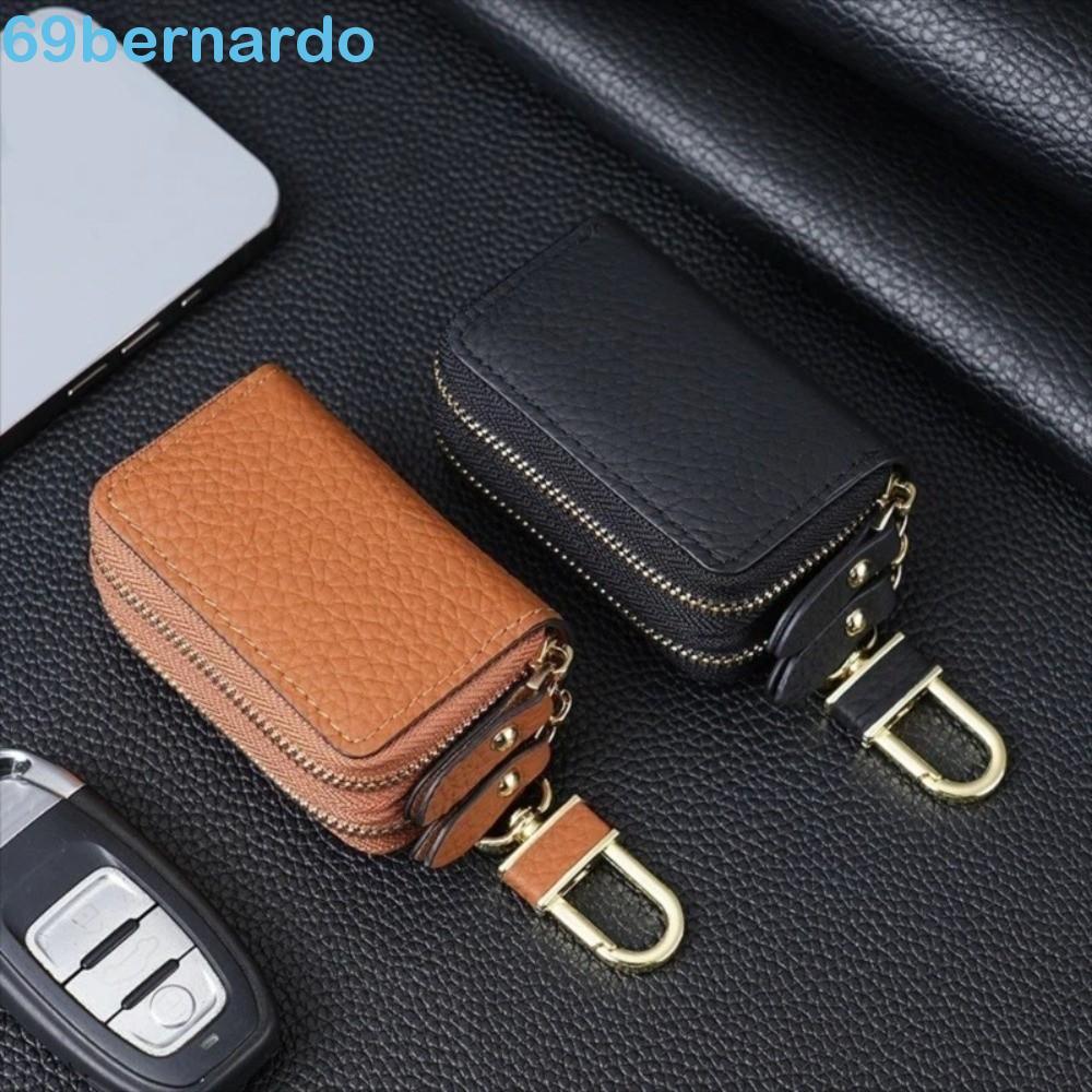 BERNARDO Estojo De Proteção Para Chave De Carro , Bolsa De Camada Dupla De Couro Genuíno Com Padrão De Lichia , Portátil