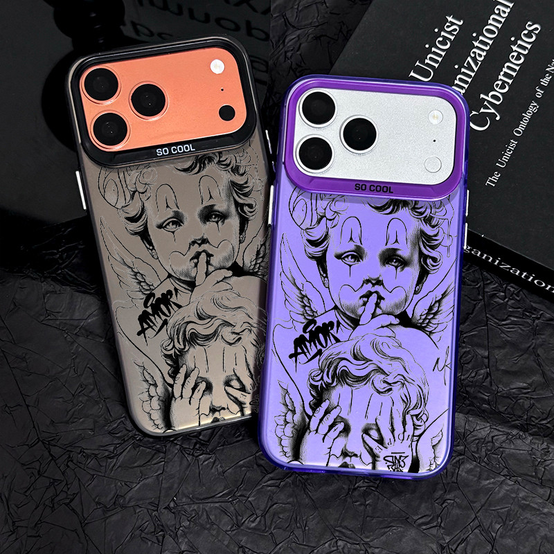 Capinha para iPhone 11 12 pro 13 14 15 16 17 pro max 14 15 16 plus capa de celula anjo silencioso anti impacto