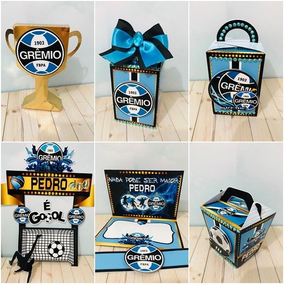 Kit Caixinhas Lembrancinha Personalizada Futebol Grêmio Aniversário Festa Infantil