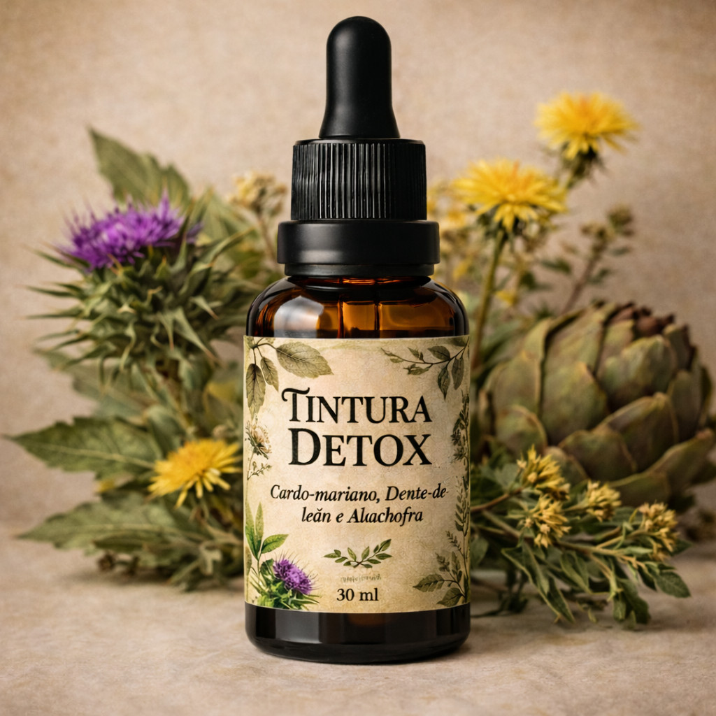 Tintura Detox 30ml Premium | Limpeza do Fígado, Desinchaço e Digestão | Cardo Mariano + Dente-de-Leão + Alcachofra