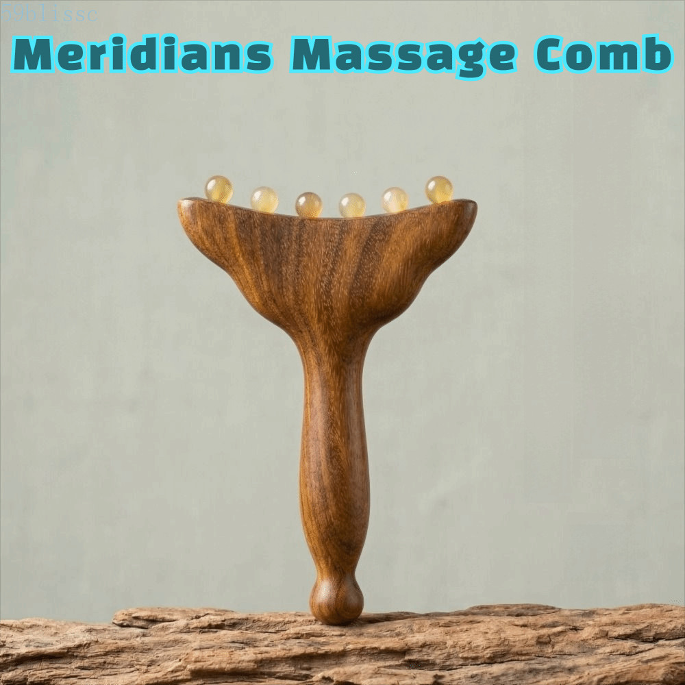 Ferramenta Manual Gua Sha Facial BLISSC , Bolas De Cobre/Buzina , Design De Cauda De Sereia , Pente De Massagem Meridian
