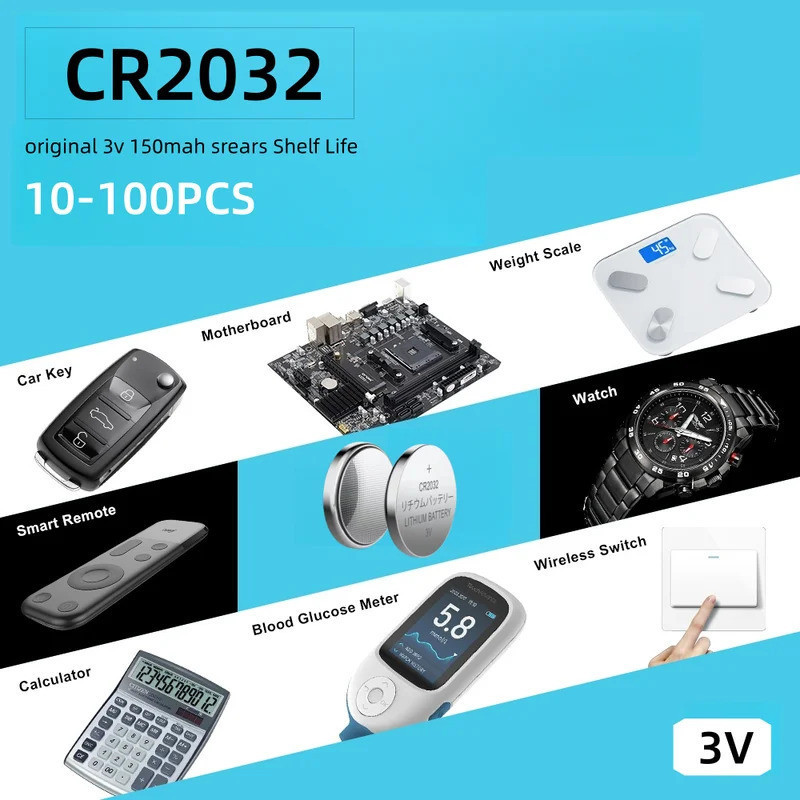 2-60 Pçs CR2032 CR 2032 Botão Bateria 3V De Lítio Para Relógio Brinquedo Calculadora Carro Controle Remoto Célula Tipo M