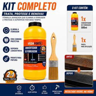 Produto Anticorrosivo Kit Convertedor de Ferrugem 500ml + Pincel 2 Polegadas Profissional Pincel Para Pintura