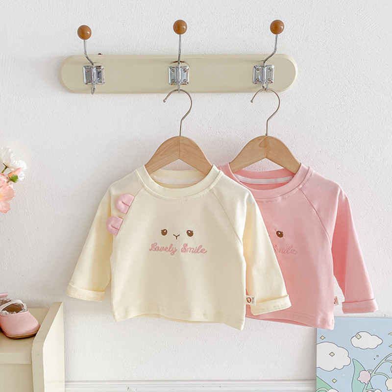 Primavera outono crianças camisa de fundo do bebê menina dos desenhos animados bonito manga comprida topo em torno do pe