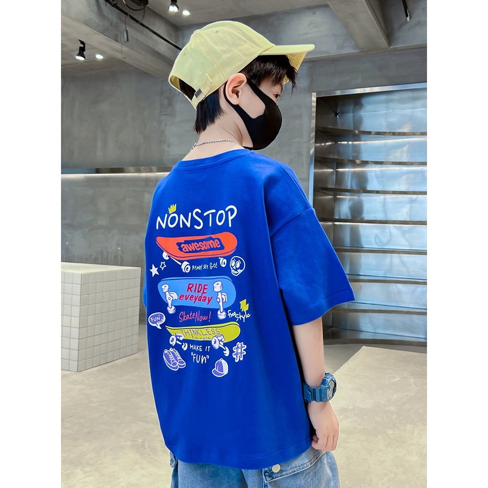 Crianças crianças roupas meninos puro algodão camiseta verão manga curta médio grande crianças 2026 novo estilo meninos 