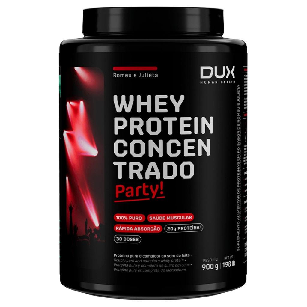 Whey Protein Concentrado Party! Pote 900g Sabor Romeu e Julieta Dux Human Health em Oferta na Shopee