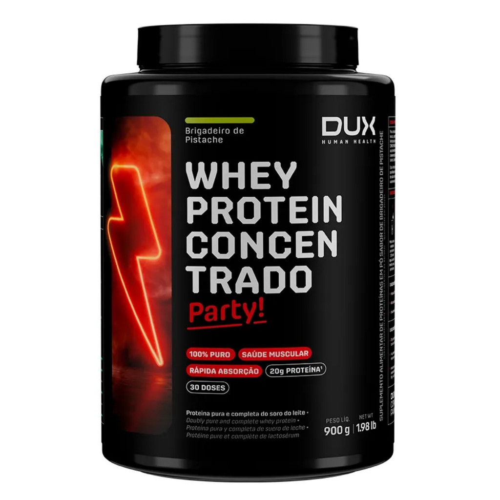 Whey Protein Concentrado Party! Pote 900g Sabor Brigadeiro De Pistache Dux Human Health em Oferta na Shopee