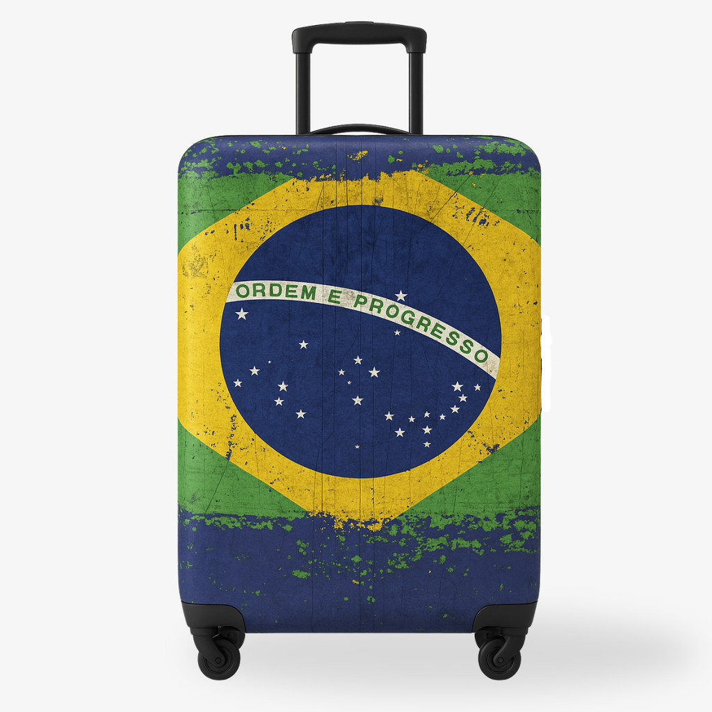 Capa para Mala Viagem Protetora Tecido Suplex Resistente Estampas Bandeira Brasil Bagagem Bordo