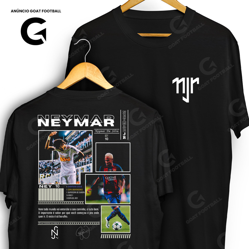 Camiseta Neymar Jr Njr Sant Frente e Verso Streetwear Blusa Camisa Futebol 100% Algodão