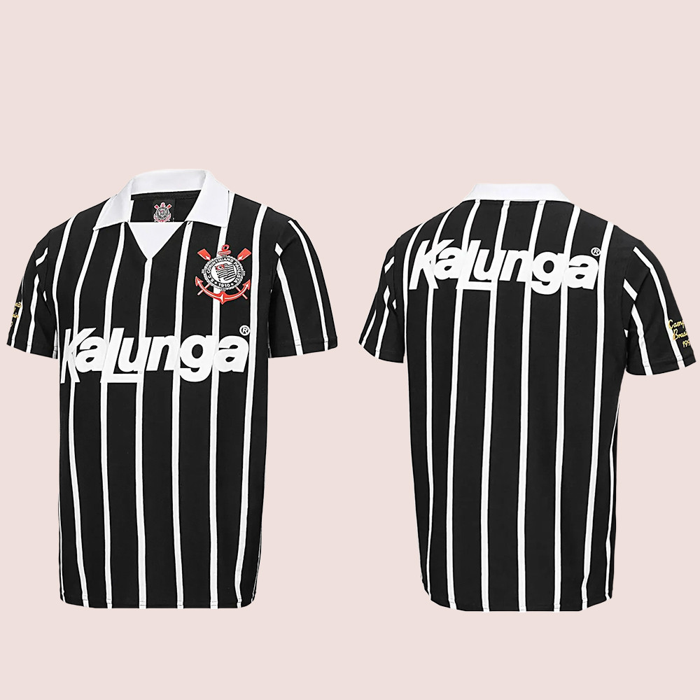 Camisa Retrô Corinthians Kalunga 1990 Masculina Oficial Licenciada Estilo Casual em Algodão