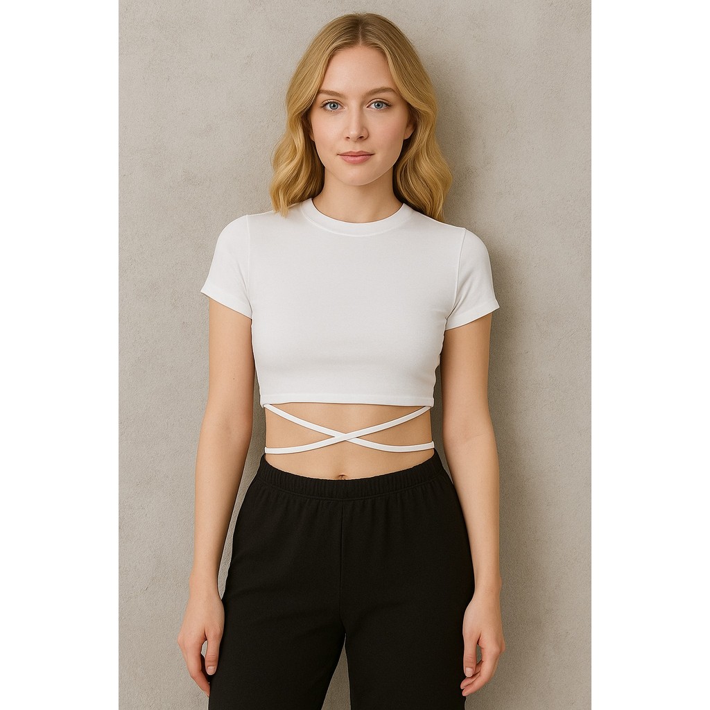 blusa blusinha cropped feminino canelado tiras manga curta blog elegante