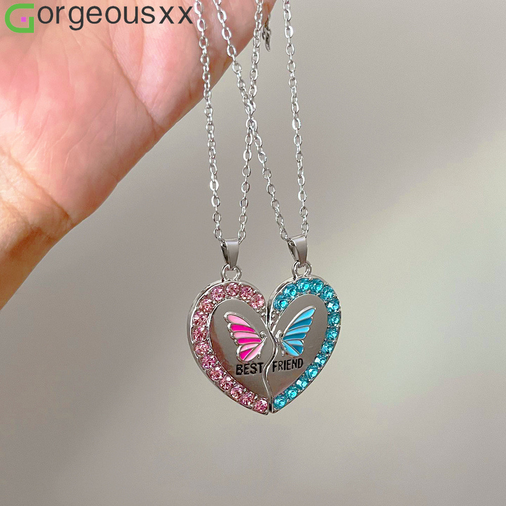 [Gorgeousxx] Emenda Amor Coração Pingente Clavícula Corrente Para Mulheres BFF Colares Amizade Jóias em Oferta na Shopee
