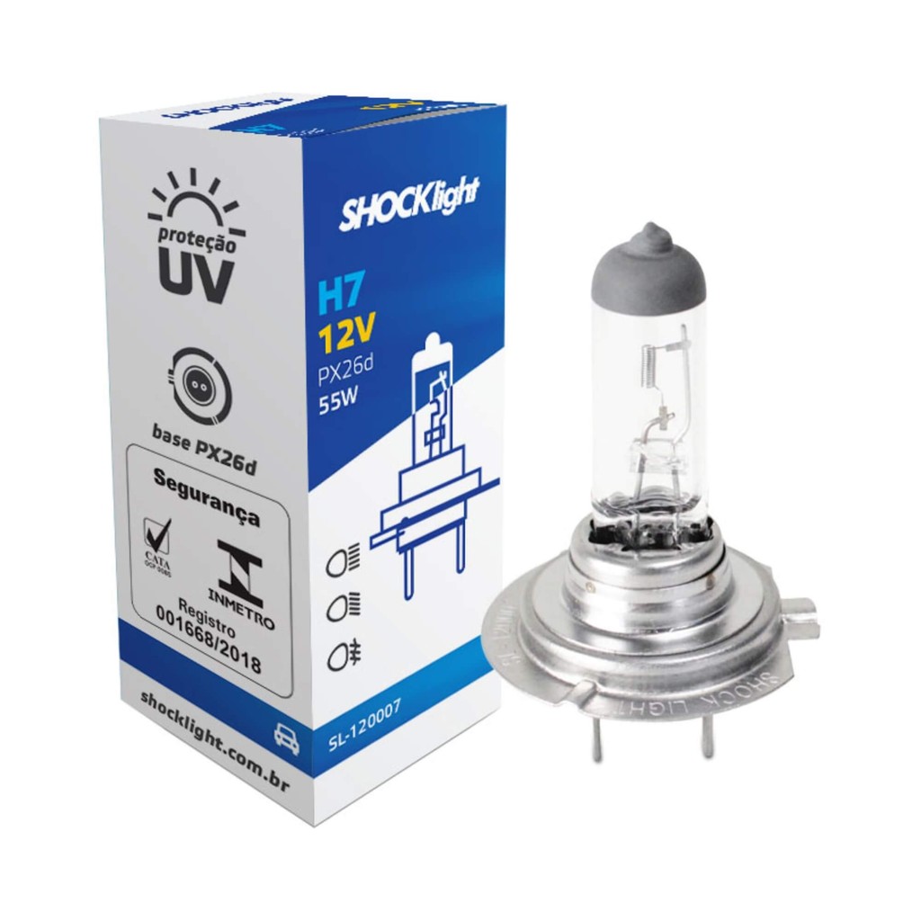 Lâmpada Halógena Standart H7 12V 55W PX26D Shocklight - SL-120007 em Oferta na Shopee