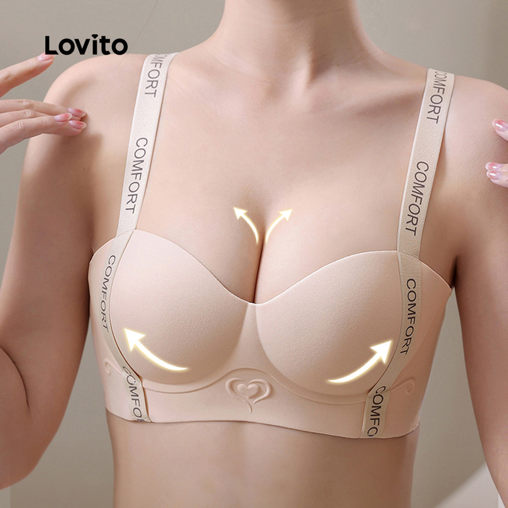 (NEW) Lovito Soutien com Bojo Sexy Sustentação Confortável Sem Fio para Mulheres LNE113133 em Oferta na Shopee