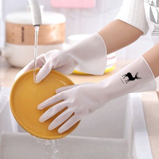 Luvas de lavar louça duráveis para cozinha doméstica látex para limpeza couro de borracha seção fina à prova d'água em Oferta na Shopee
