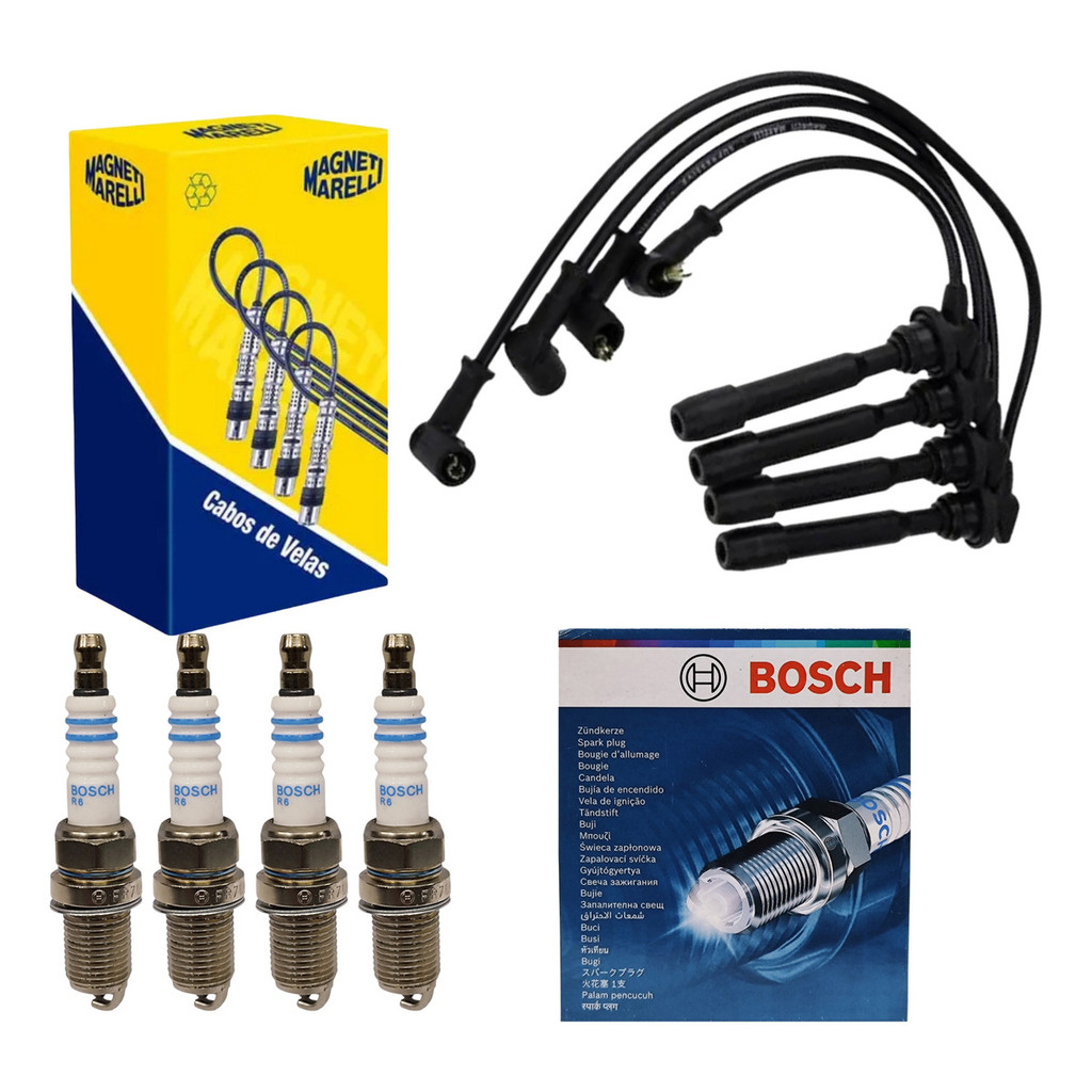 Kit Cabo Vela Original Magneti Marelli  com Vela Original Bosch Tucson 2.0 2004 05 06 07 08 a 2012