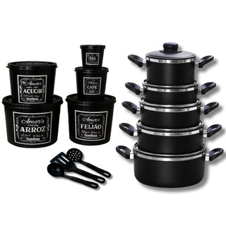 JOGO DE PANELAS com POTE DE MANTIMENTOS e tupperware para Cozinha