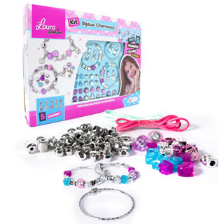 Conjunto de Joias Infantil Laura Fashion Brinquedo Kit Miçangas Bijoux Para Montar Pulseiras Colares Pingentes Fechos em Oferta na Shopee