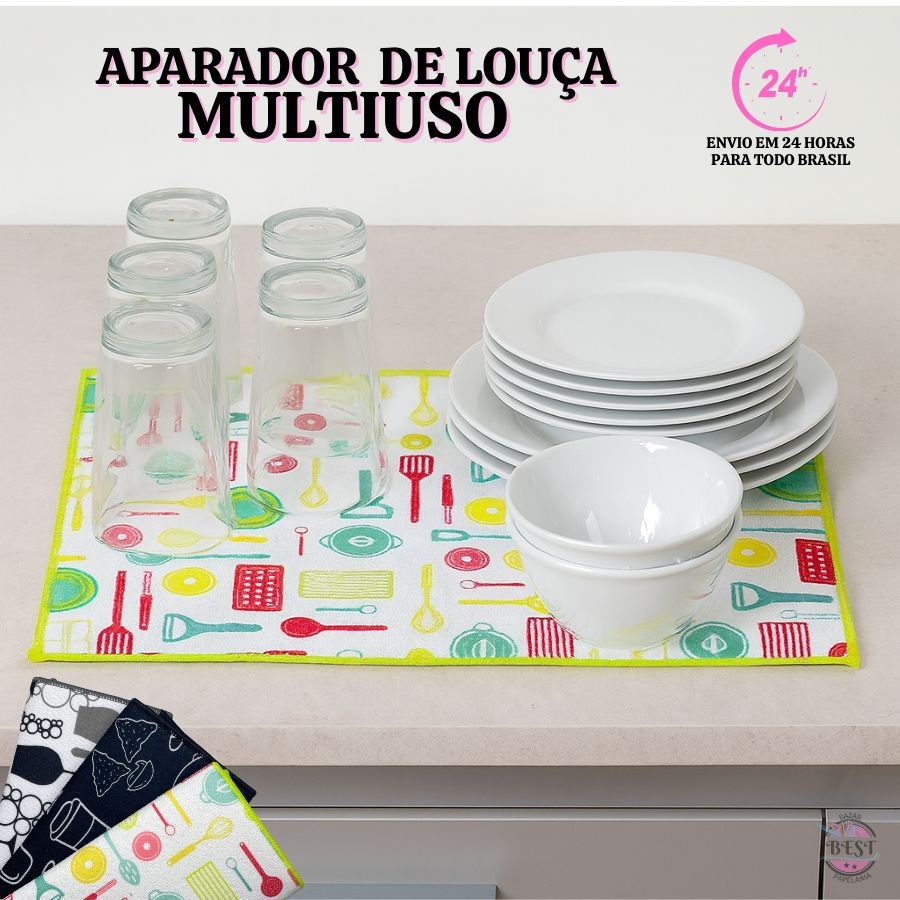 Tapete escorredor de Louça em Microfibra Super absorvente Dobrável Aparador de Louça 40X30