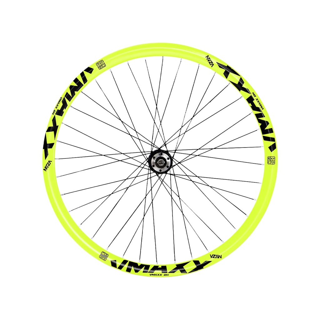 Roda Traseira Aro 26 Vzan Vmaxx DH P/ Freio Disco Cubo Rosca P/ Roda Livre 1, 6, 7 e 8 V Amarelo