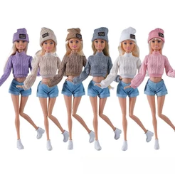 Roupas de Boneca de 11 Polegadas 30cm Novo Estilo, Jogo de Vestir, Conjunto de Suéter/Chapéu/Shorts
