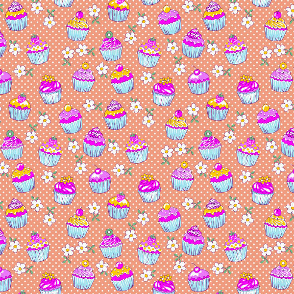 Tecido Tricoline Estampado Cupcakes e Margaridas Fundo Rose Patchwork Costura Artesanato Pano