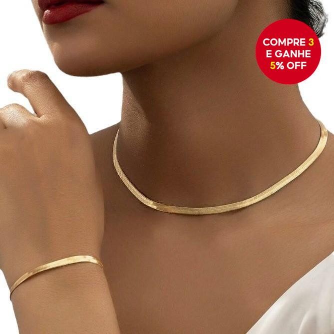 Conjunto De Joias De Cobra-Colar E Pulseira De Corrente De Liga , Acessórios Retrô Ajustáveis Para Mulheres
