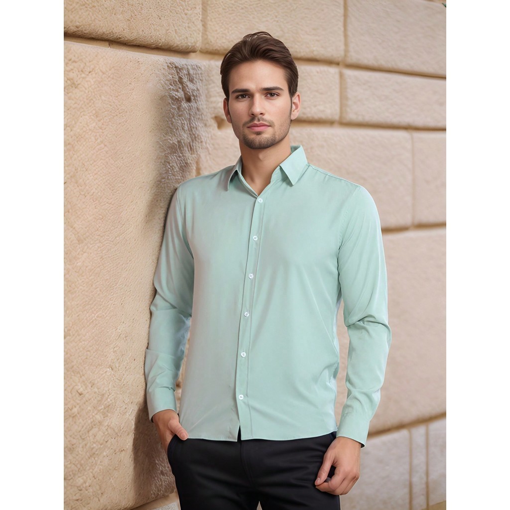 Camisa Social Masculina Viscose 20% Algodao Escritório Casual De Boa Qualidade Slim Fit em Oferta na Shopee
