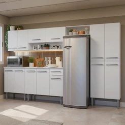 Armário de Cozinha Completa 293cm Branco Emilly Madesa 011
