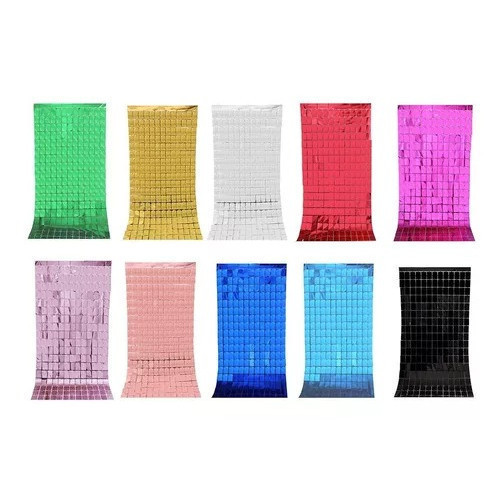 Cortina Metalizada Quadradinho Painel Festa