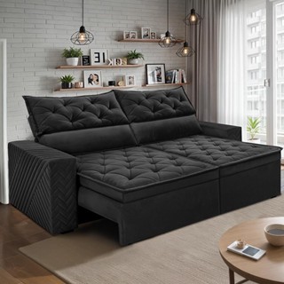 Sofá Retrátil e Reclinável 2,30m Essence Velusoft Preto Cama inBox em Oferta na Shopee