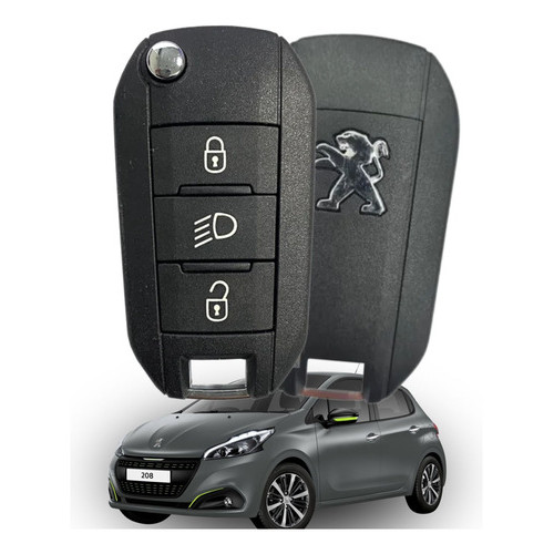 Chave Canivete Peugeot 208 2013 2014 2015 2016 2017 Completa chip e placa pronta para codificar