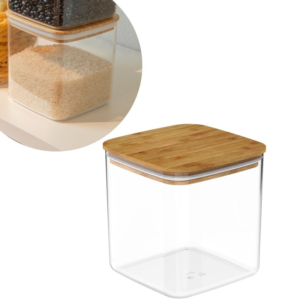 Pote Hermético Tampa de Bambu 2,3L Porta Mantimentos OU