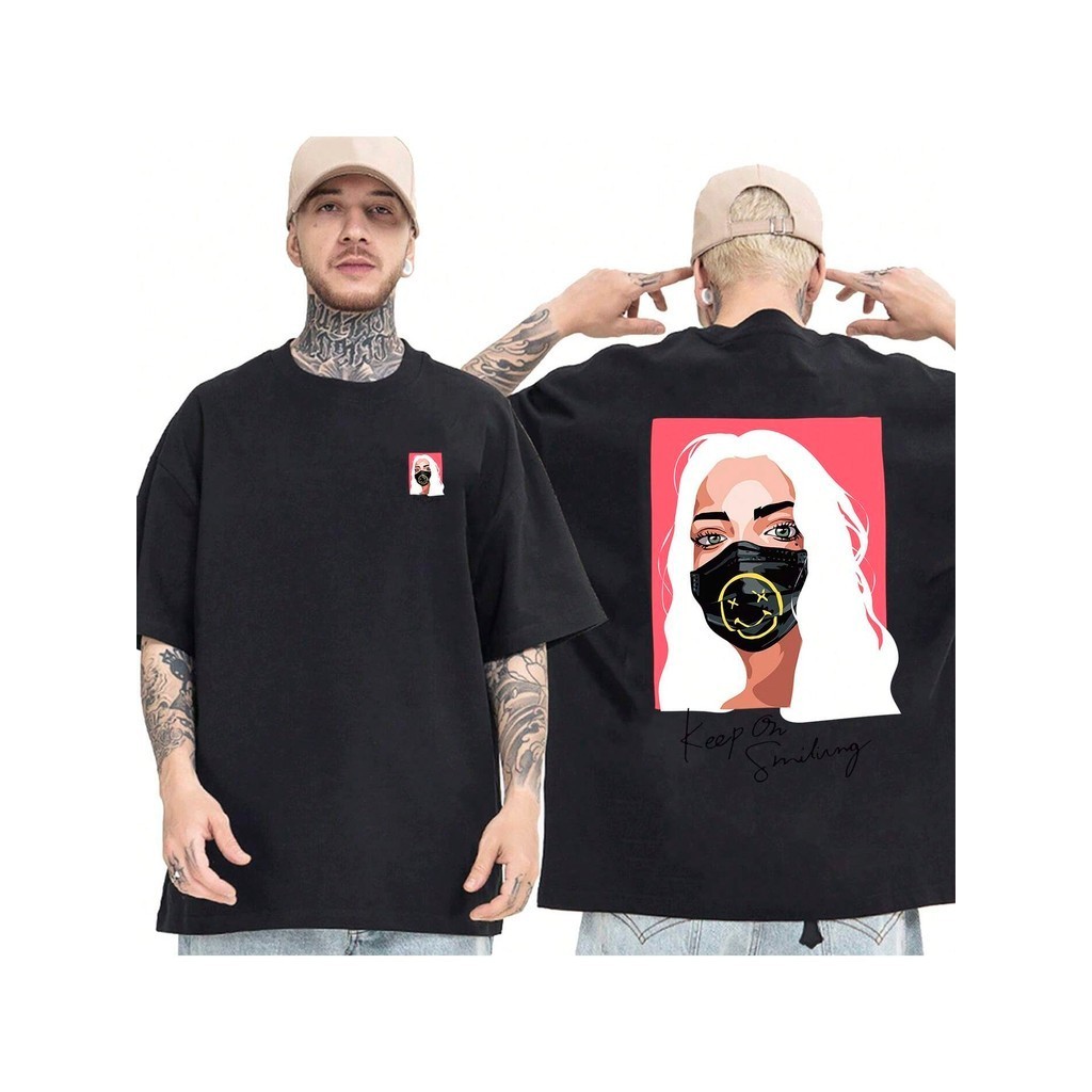 Camiseta OVERSIZED Preta StreetWear Gola em Ribanna Alta Plus Size Modelo: "BLOND" ! !
