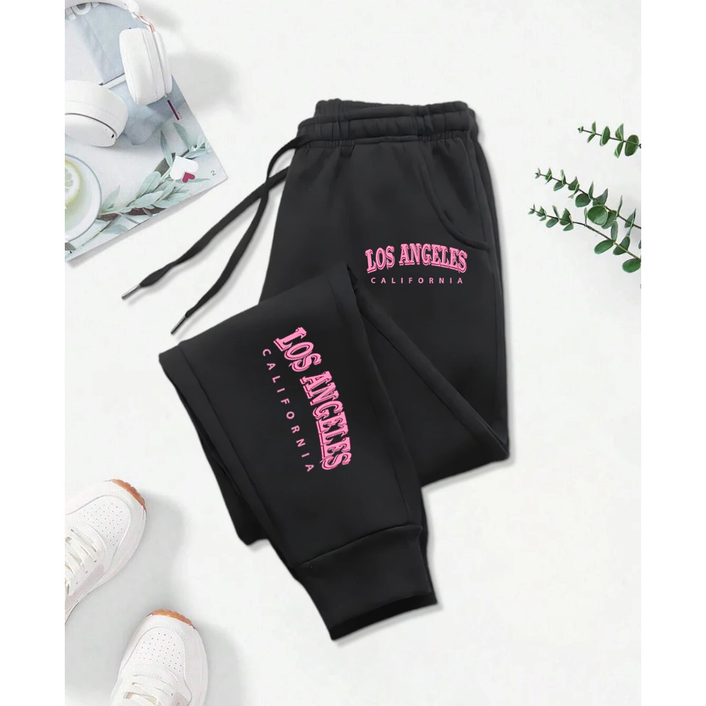 Calça Moletom Unissex Los Angeles Califórnia Moda Gringa Confortável Flanelada