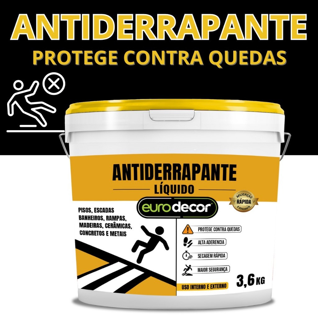 Antiderrapante Incolor 3.6KG Segurança em Rampas Escadas e Áreas Molhadas 3.6KG OU 1KG