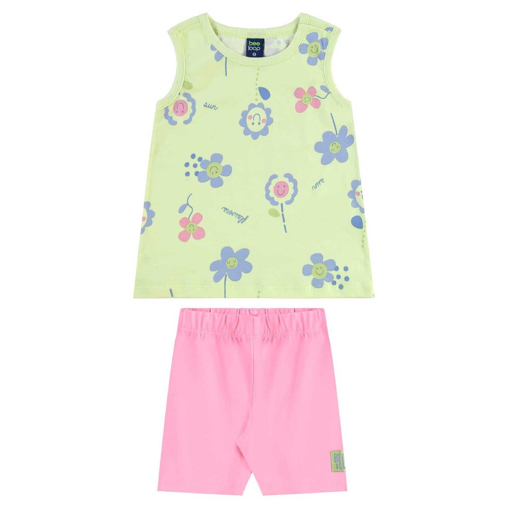 Conjunto Regata e Bermuda Menina Bee Loop em Oferta na Shopee