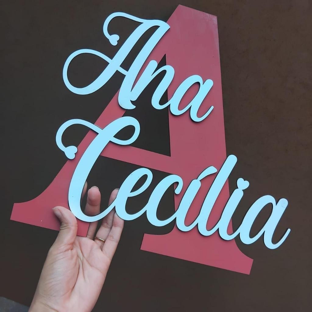 Placa Nome Personalizado em MDF – Decoração Infantil com Letra Inicial e Nome
