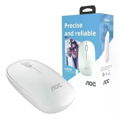 AOC, Mouse Sem Fio 2.4G, Mouse para Computador, MS200W, 2,4G, 1200 DPI, 3 Botões - Branco