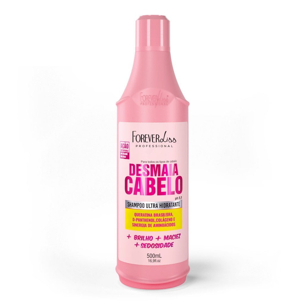 Shampoo Desmaia Cabelo Forever Liss 500Ml Proteção Térmica Anti-Frizz Desembaraçante Brilho Maciez