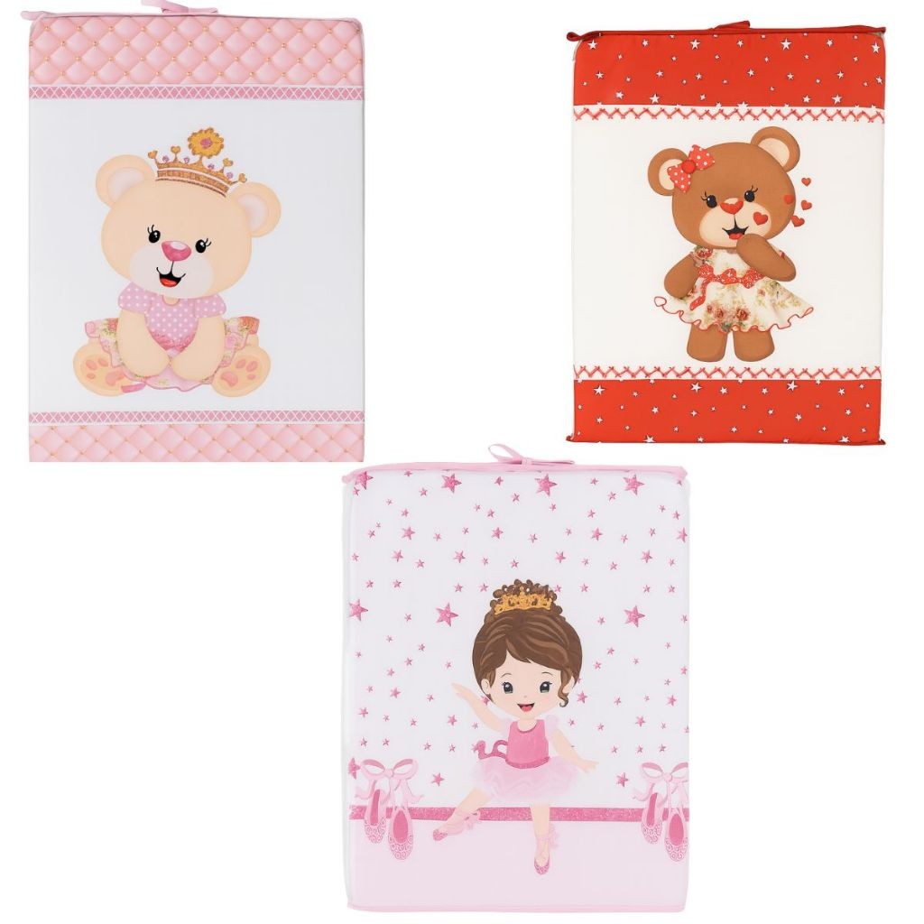 Trocador Anatômico com Capa Bebê Cômoda Fraldas Americano Sublimado Meninas | Várias Estampas/ENVIO IMEDIATO