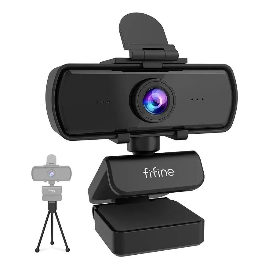 Webcam Fifine K420 2k 1440p C/ Tripe E Microfone Embutido Cor Preto
