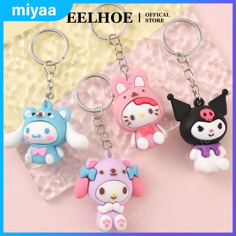 EELHOE fofo Hello Kitty Cinnamoroll Kuromi chaveiro de acrílico para meninas miyaa.br