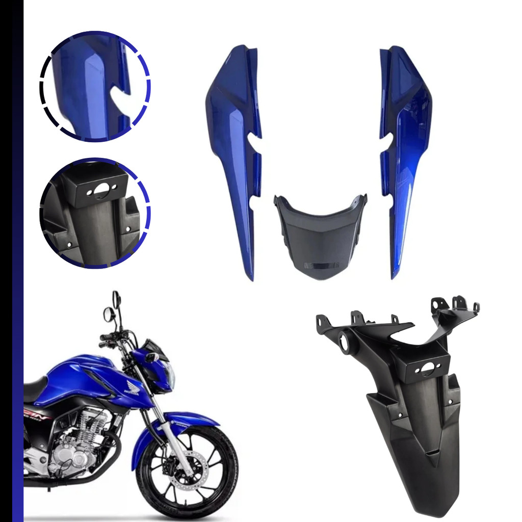 Rabeta Carenagem Azul + Paralama Traseiro Suporte placa Fan Start 125 150 160 2014 a 2023