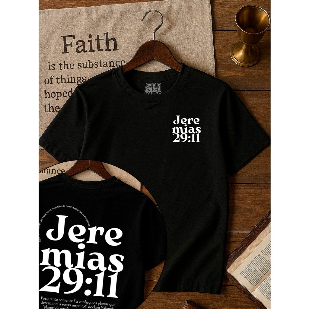 Camiseta 100% Algodão Gospel Juvenil e Infantil Menino Menina 2 ao 16 anos Jeremias