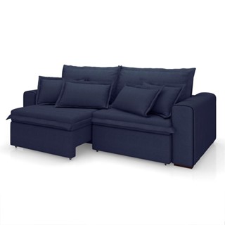 Sofá 3 Lugares Retrátil e Reclinável Cannes Linho Bouclé Azul 240 cm em Oferta na Shopee