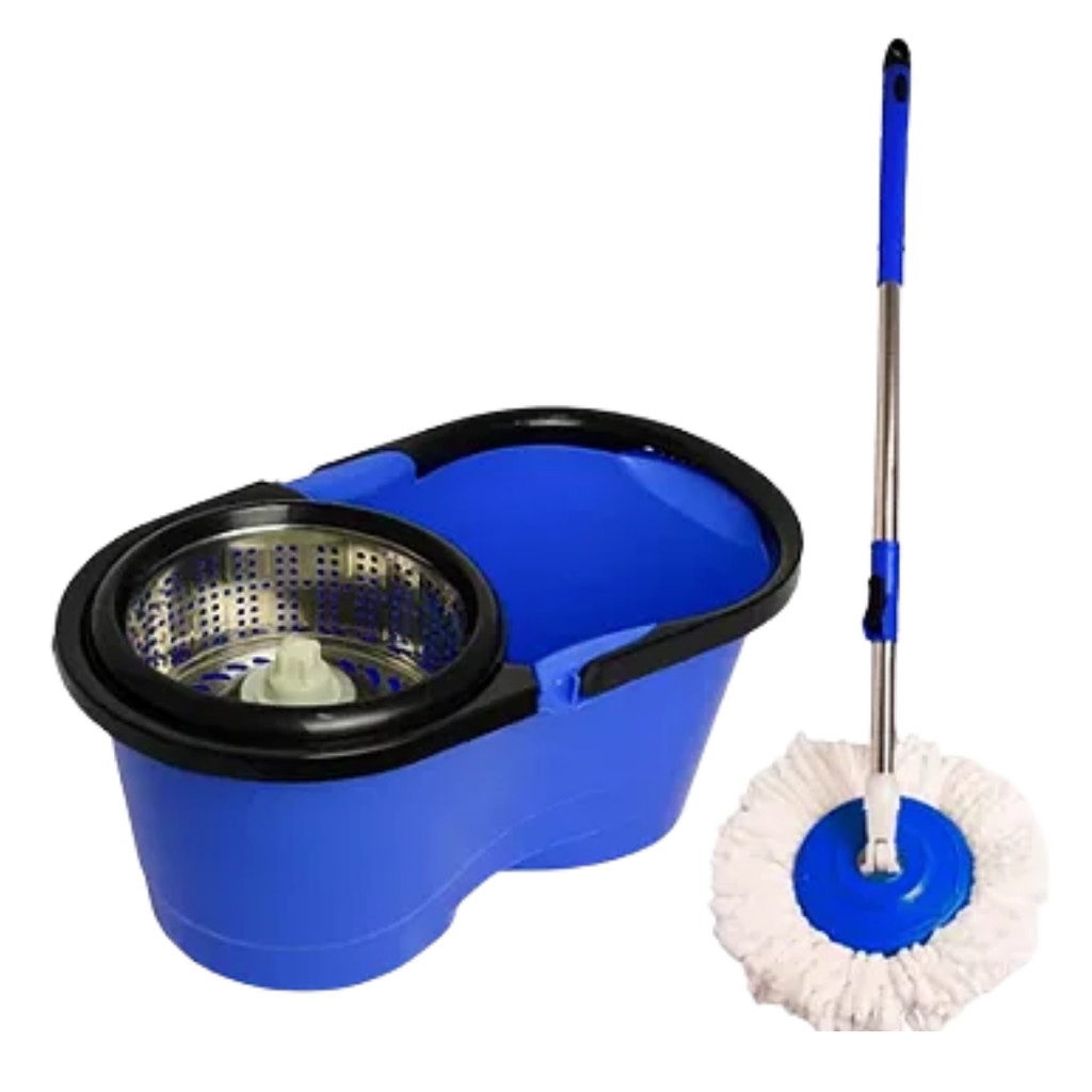Esfregão Mop Giratório 360 Inox Com Balde 8L Limpeza Fácil Casa Cozinha Quarto